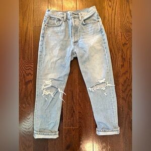 Agolde Riley High Rise Straight Crop Jeans in Clear Skies
